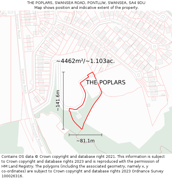 THE POPLARS, SWANSEA ROAD, PONTLLIW, SWANSEA, SA4 9DU: Plot and title map