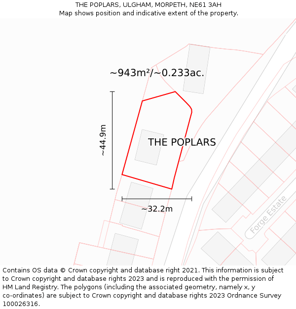 THE POPLARS, ULGHAM, MORPETH, NE61 3AH: Plot and title map
