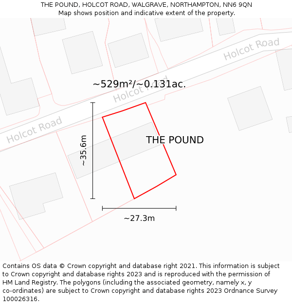 THE POUND, HOLCOT ROAD, WALGRAVE, NORTHAMPTON, NN6 9QN: Plot and title map