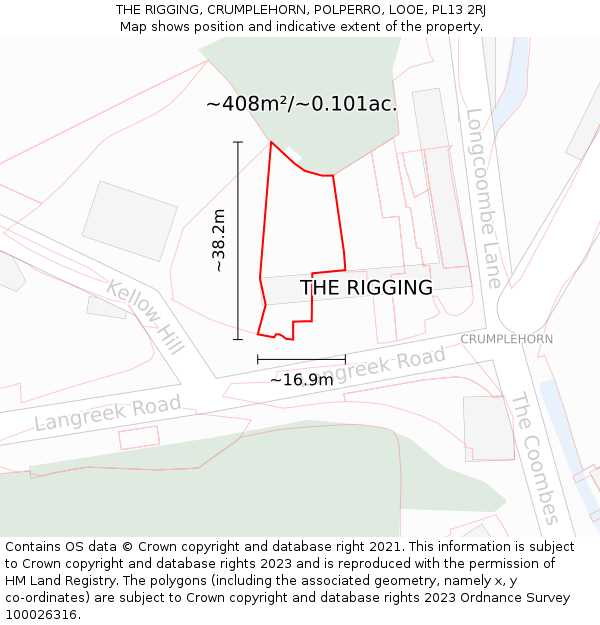 THE RIGGING, CRUMPLEHORN, POLPERRO, LOOE, PL13 2RJ: Plot and title map