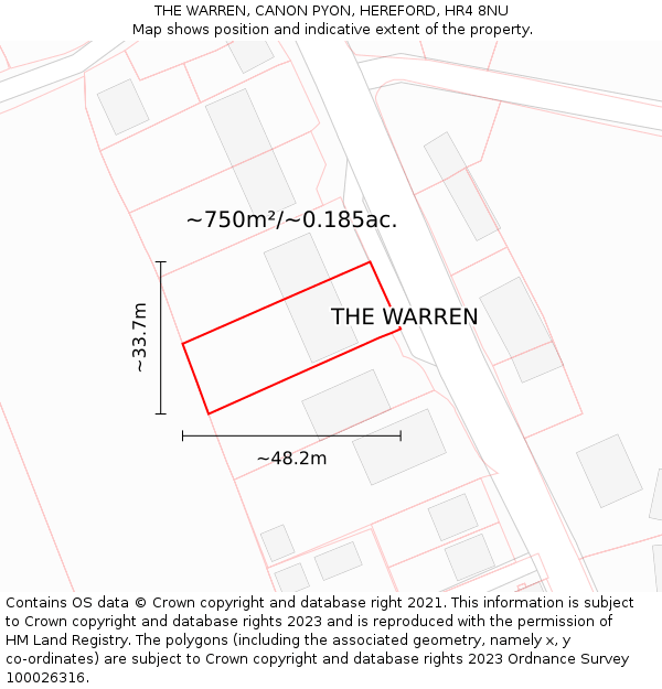 THE WARREN, CANON PYON, HEREFORD, HR4 8NU: Plot and title map