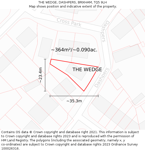 THE WEDGE, DASHPERS, BRIXHAM, TQ5 9LH: Plot and title map