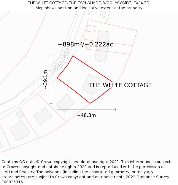 THE WHITE COTTAGE, THE ESPLANADE, WOOLACOMBE, EX34 7DJ: Plot and title map