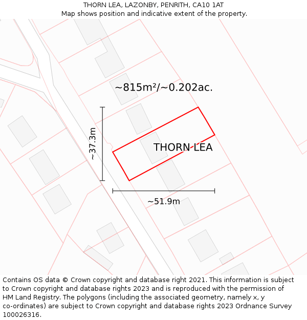 THORN LEA, LAZONBY, PENRITH, CA10 1AT: Plot and title map