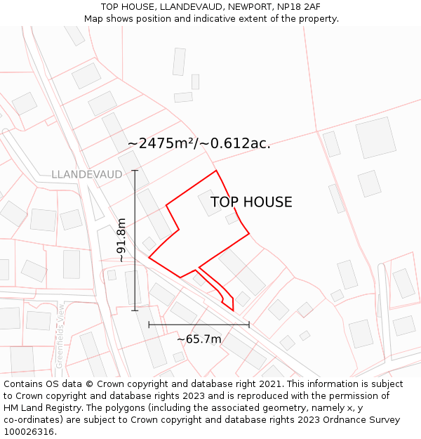 TOP HOUSE, LLANDEVAUD, NEWPORT, NP18 2AF: Plot and title map