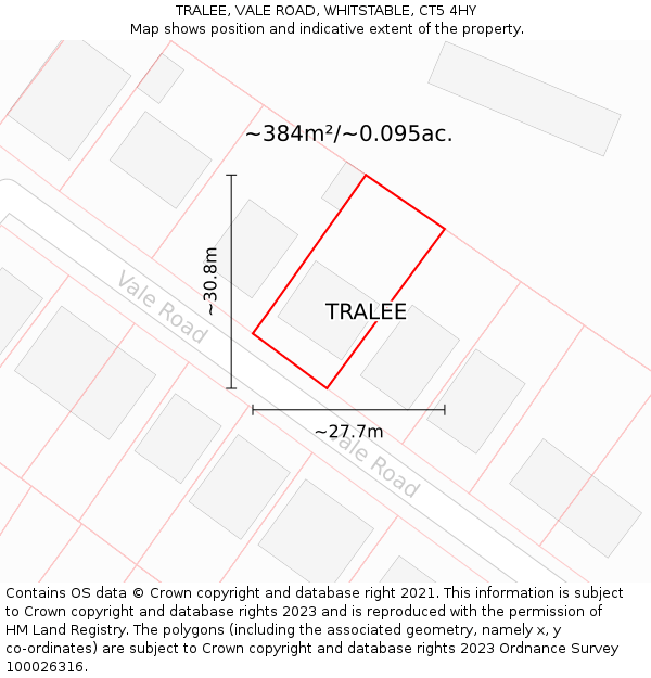 TRALEE, VALE ROAD, WHITSTABLE, CT5 4HY: Plot and title map