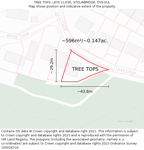 TREE TOPS, LEYS CLOSE, STOURBRIDGE, DY9 0UL: Plot and title map
