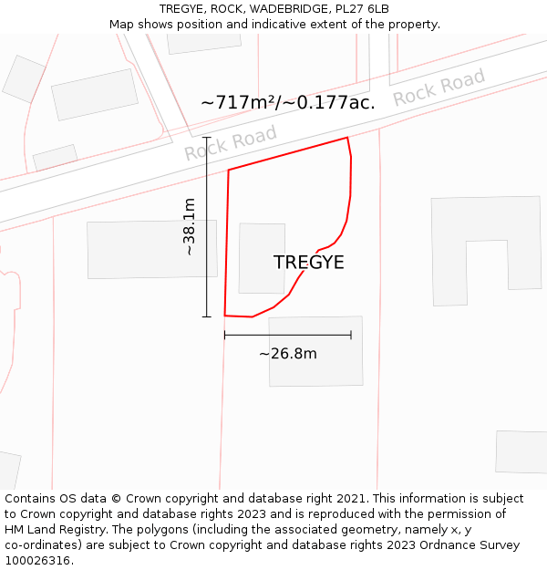 TREGYE, ROCK, WADEBRIDGE, PL27 6LB: Plot and title map