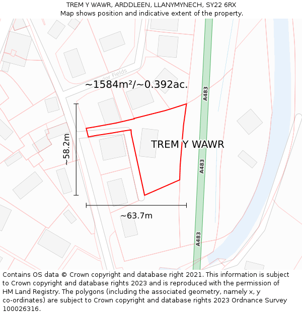 TREM Y WAWR, ARDDLEEN, LLANYMYNECH, SY22 6RX: Plot and title map