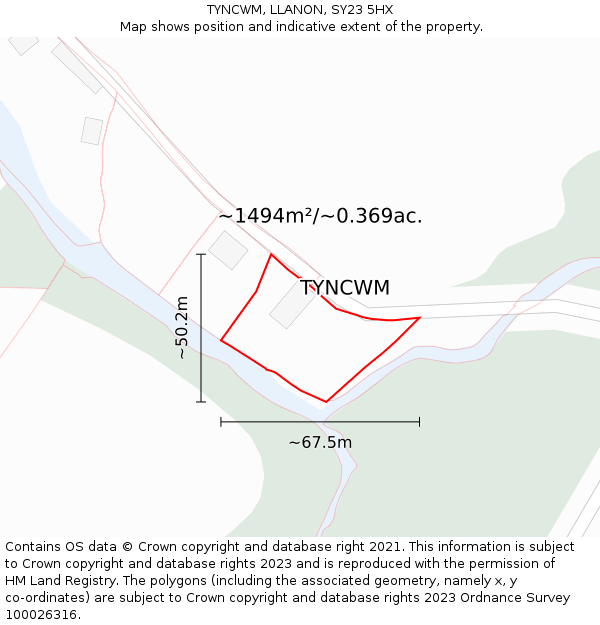 TYNCWM, LLANON, SY23 5HX: Plot and title map