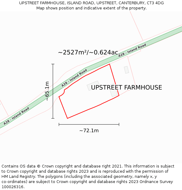 UPSTREET FARMHOUSE, ISLAND ROAD, UPSTREET, CANTERBURY, CT3 4DG: Plot and title map