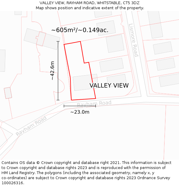 VALLEY VIEW, RAYHAM ROAD, WHITSTABLE, CT5 3DZ: Plot and title map