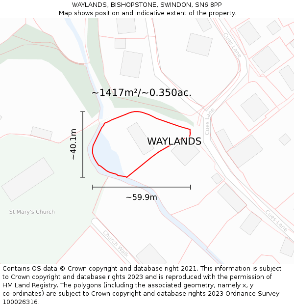 WAYLANDS, BISHOPSTONE, SWINDON, SN6 8PP: Plot and title map