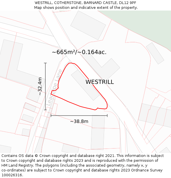 WESTRILL, COTHERSTONE, BARNARD CASTLE, DL12 9PF: Plot and title map