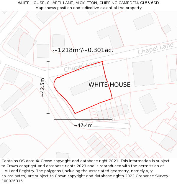 WHITE HOUSE, CHAPEL LANE, MICKLETON, CHIPPING CAMPDEN, GL55 6SD: Plot and title map