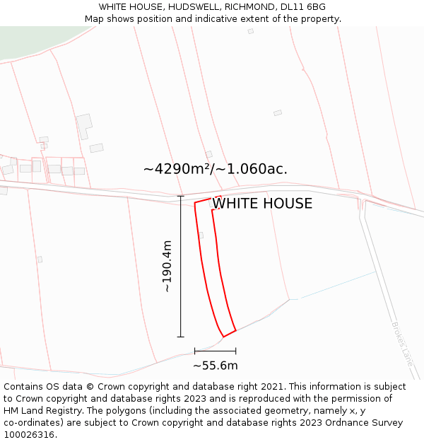 WHITE HOUSE, HUDSWELL, RICHMOND, DL11 6BG: Plot and title map