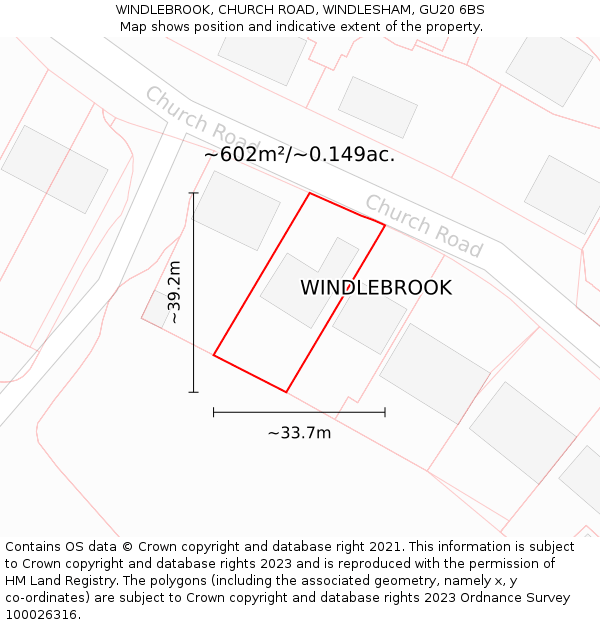WINDLEBROOK, CHURCH ROAD, WINDLESHAM, GU20 6BS: Plot and title map