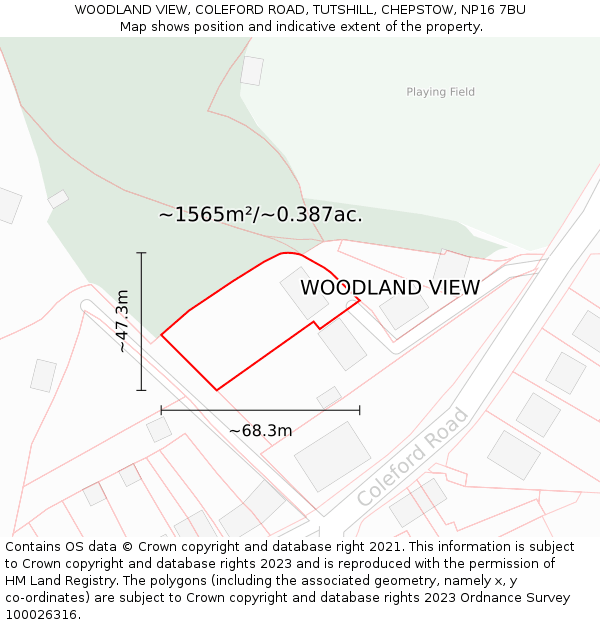 WOODLAND VIEW, COLEFORD ROAD, TUTSHILL, CHEPSTOW, NP16 7BU: Plot and title map