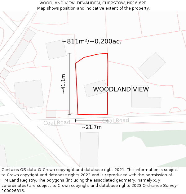 WOODLAND VIEW, DEVAUDEN, CHEPSTOW, NP16 6PE: Plot and title map