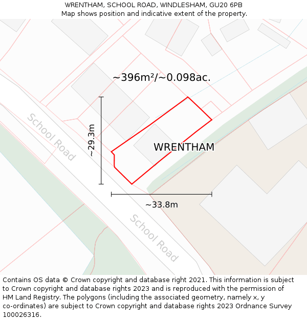 WRENTHAM, SCHOOL ROAD, WINDLESHAM, GU20 6PB: Plot and title map