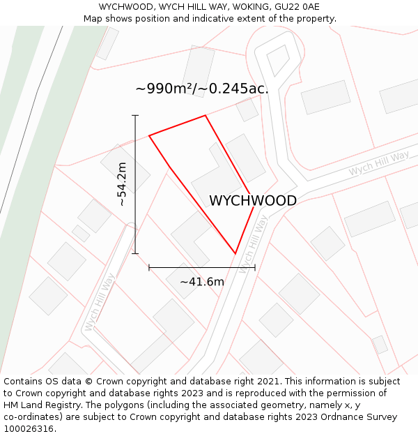 WYCHWOOD, WYCH HILL WAY, WOKING, GU22 0AE: Plot and title map