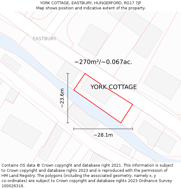 YORK COTTAGE, EASTBURY, HUNGERFORD, RG17 7JP: Plot and title map