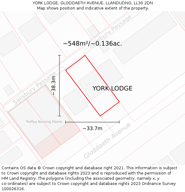 YORK LODGE, GLODDAETH AVENUE, LLANDUDNO, LL30 2DN: Plot and title map
