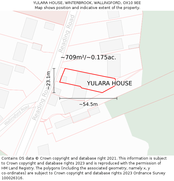 YULARA HOUSE, WINTERBROOK, WALLINGFORD, OX10 9EE: Plot and title map