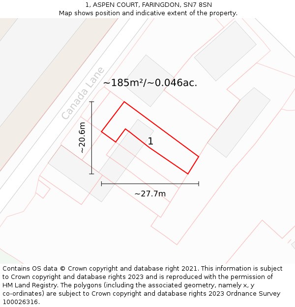 1, ASPEN COURT, FARINGDON, SN7 8SN: Plot and title map