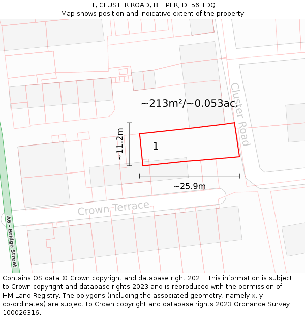 1, CLUSTER ROAD, BELPER, DE56 1DQ: Plot and title map