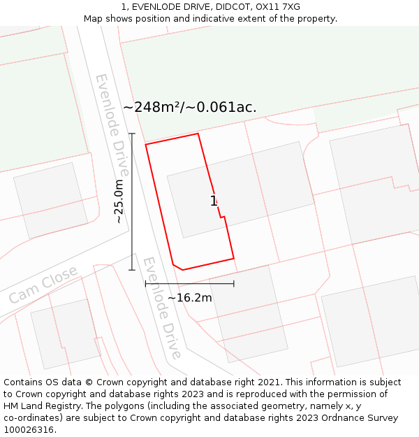 1, EVENLODE DRIVE, DIDCOT, OX11 7XG: Plot and title map