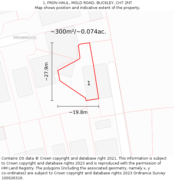 1, FRON HAUL, MOLD ROAD, BUCKLEY, CH7 2NT: Plot and title map