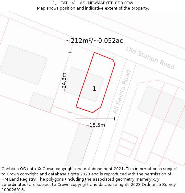 1, HEATH VILLAS, NEWMARKET, CB8 8DW: Plot and title map