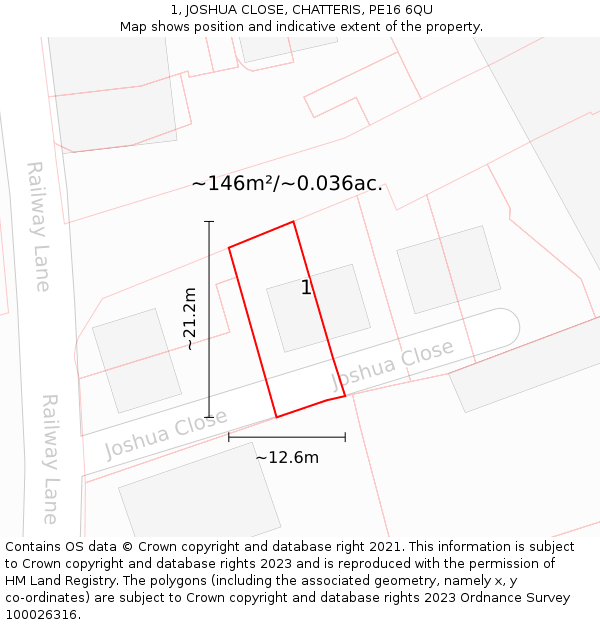 1, JOSHUA CLOSE, CHATTERIS, PE16 6QU: Plot and title map