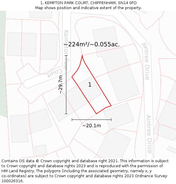 1, KEMPTON PARK COURT, CHIPPENHAM, SN14 0FD: Plot and title map