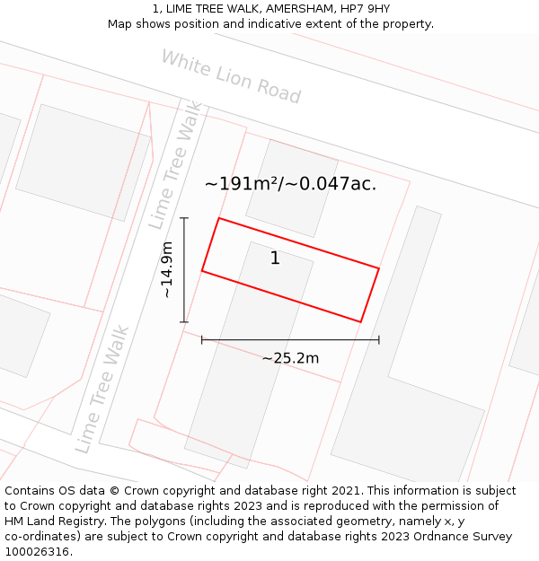 1, LIME TREE WALK, AMERSHAM, HP7 9HY: Plot and title map