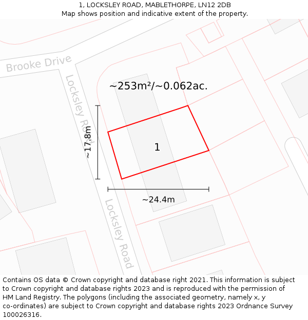 1, LOCKSLEY ROAD, MABLETHORPE, LN12 2DB: Plot and title map