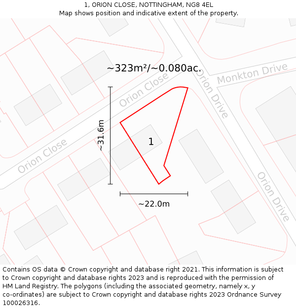 1, ORION CLOSE, NOTTINGHAM, NG8 4EL: Plot and title map