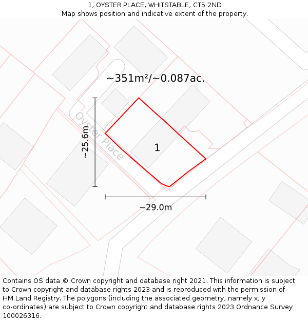 1, OYSTER PLACE, WHITSTABLE, CT5 2ND: Plot and title map