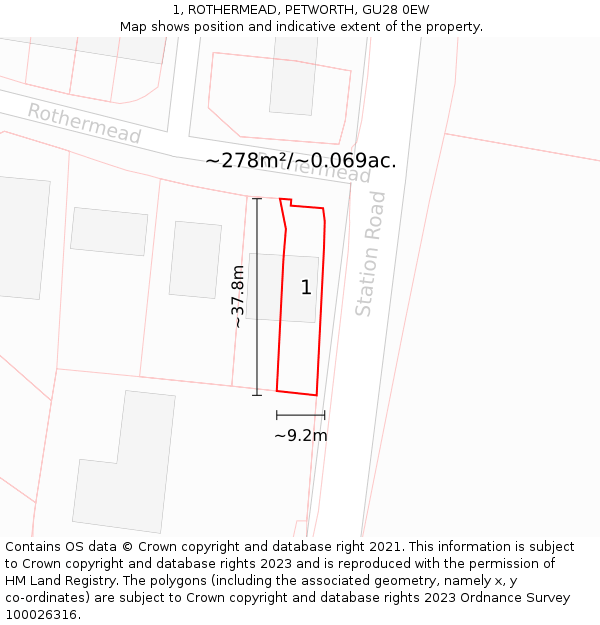 1, ROTHERMEAD, PETWORTH, GU28 0EW: Plot and title map