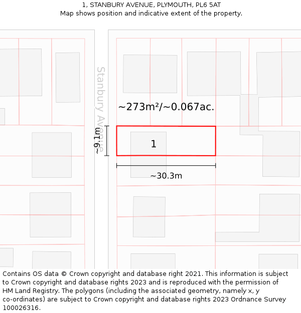 1, STANBURY AVENUE, PLYMOUTH, PL6 5AT: Plot and title map