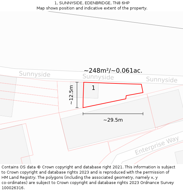 1, SUNNYSIDE, EDENBRIDGE, TN8 6HP: Plot and title map