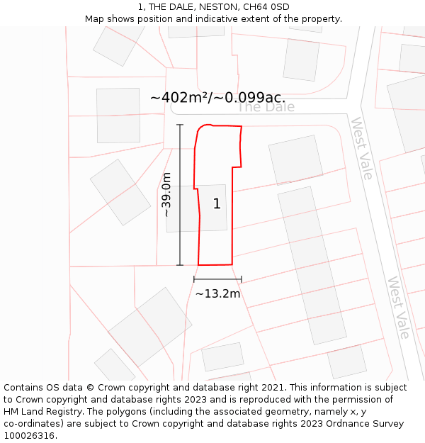 1, THE DALE, NESTON, CH64 0SD: Plot and title map