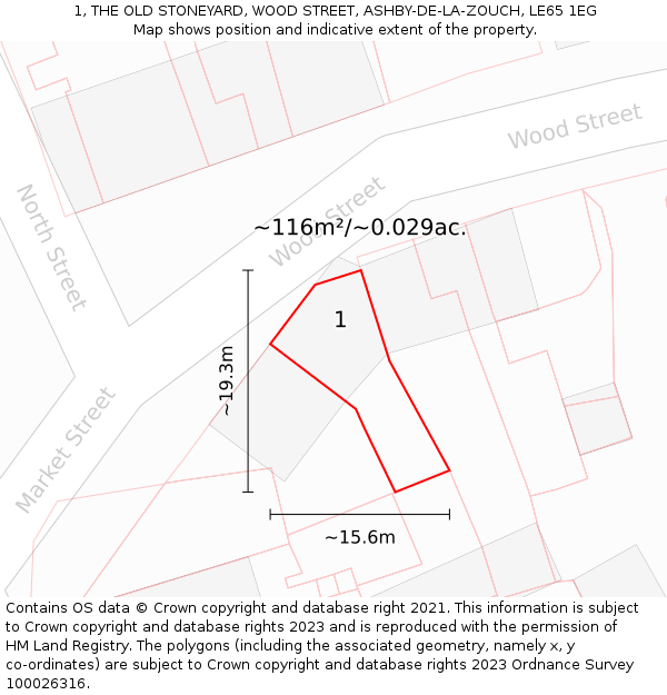 1, THE OLD STONEYARD, WOOD STREET, ASHBY-DE-LA-ZOUCH, LE65 1EG: Plot and title map