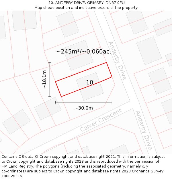 10, ANDERBY DRIVE, GRIMSBY, DN37 9EU: Plot and title map