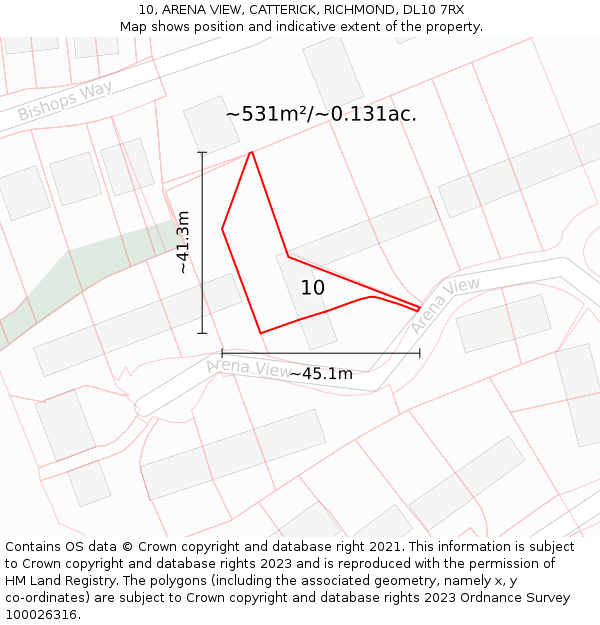10, ARENA VIEW, CATTERICK, RICHMOND, DL10 7RX: Plot and title map