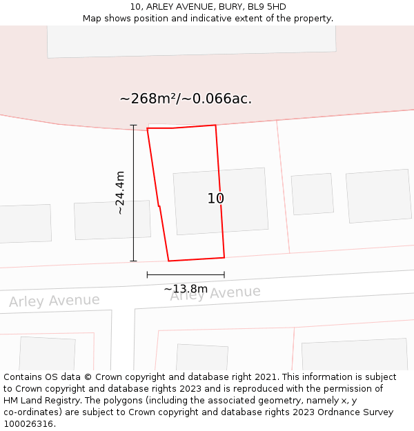 10, ARLEY AVENUE, BURY, BL9 5HD: Plot and title map