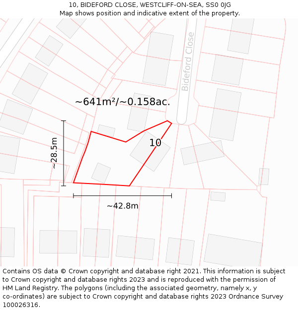 10, BIDEFORD CLOSE, WESTCLIFF-ON-SEA, SS0 0JG: Plot and title map