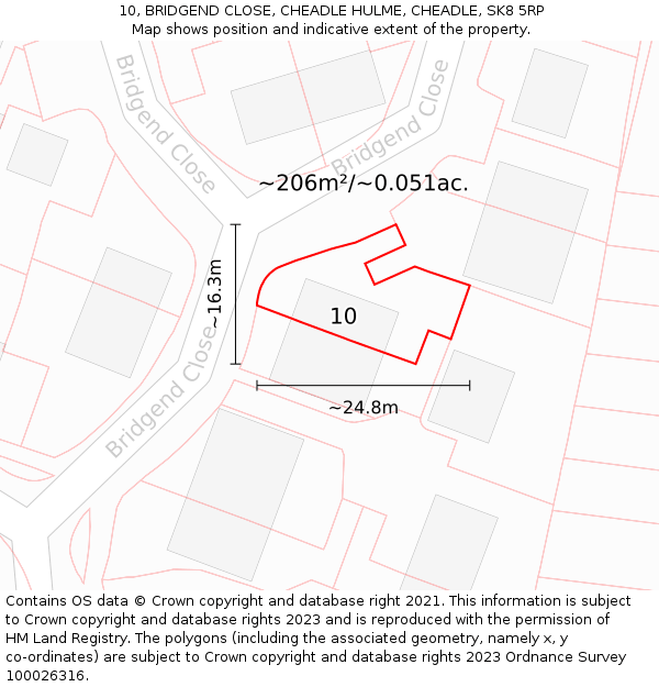 10, BRIDGEND CLOSE, CHEADLE HULME, CHEADLE, SK8 5RP: Plot and title map