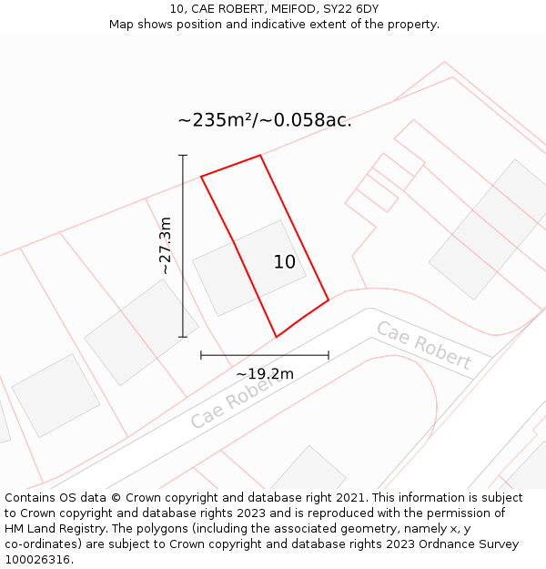 10, CAE ROBERT, MEIFOD, SY22 6DY: Plot and title map